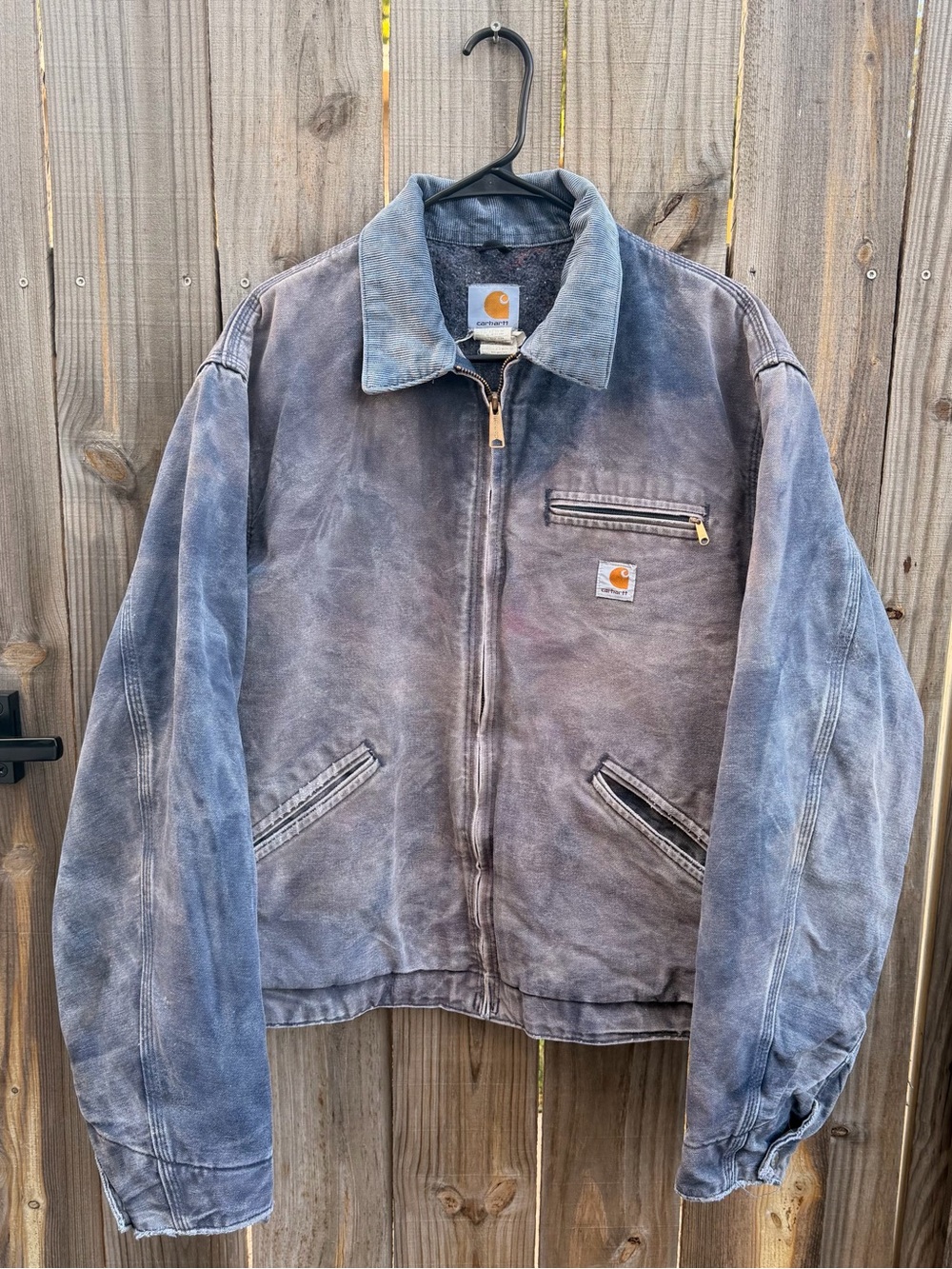 Vintage Carhartt Men's Washed Blue Duck Detroit Jacket Size 48 tall (XL)